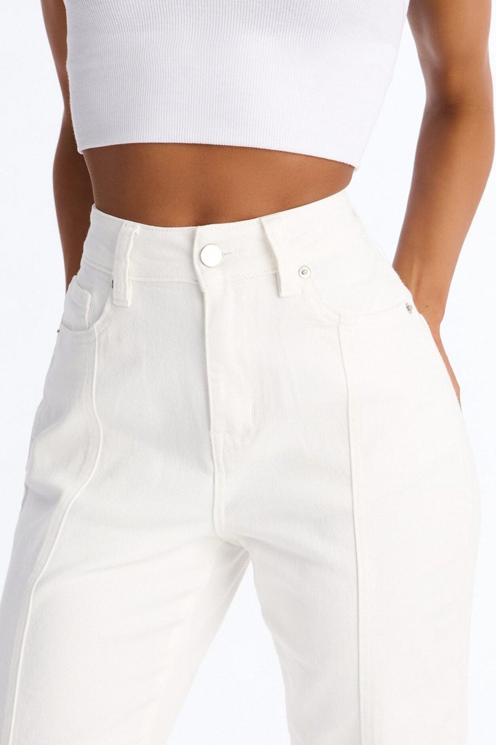 Mel High Rise Stretch Bell Bottom Flare Jeans - Cream