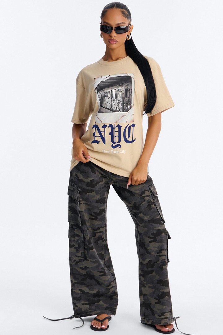 NYC Forever Muse Boxy Tee - Beige