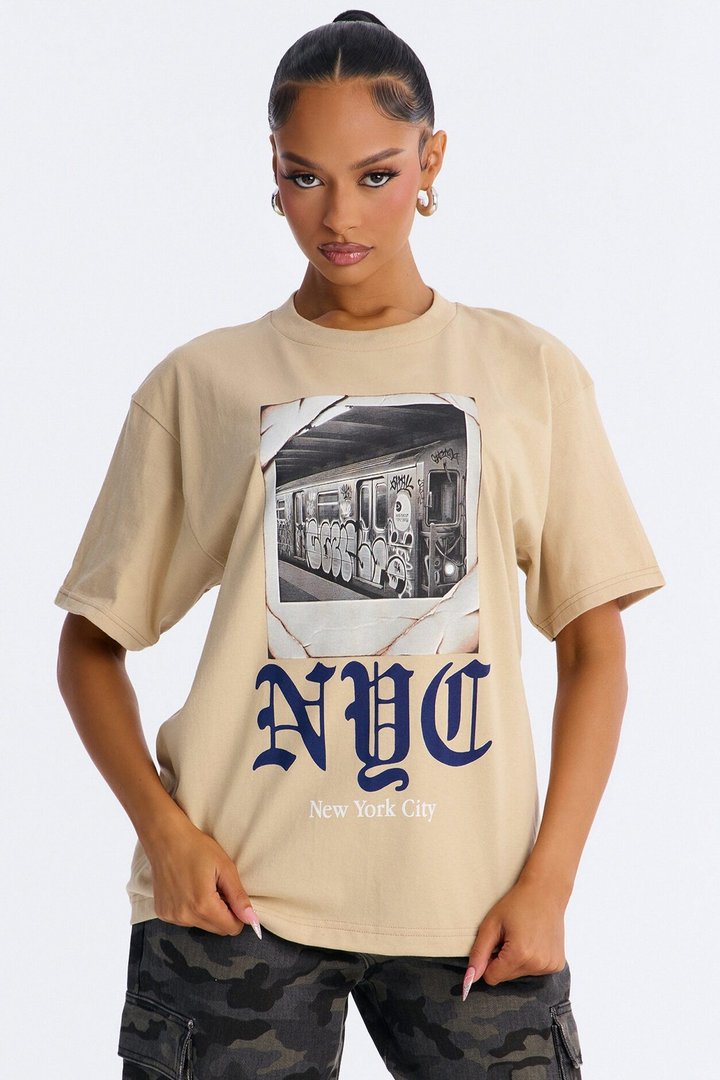 NYC Forever Muse Boxy Tee - Beige