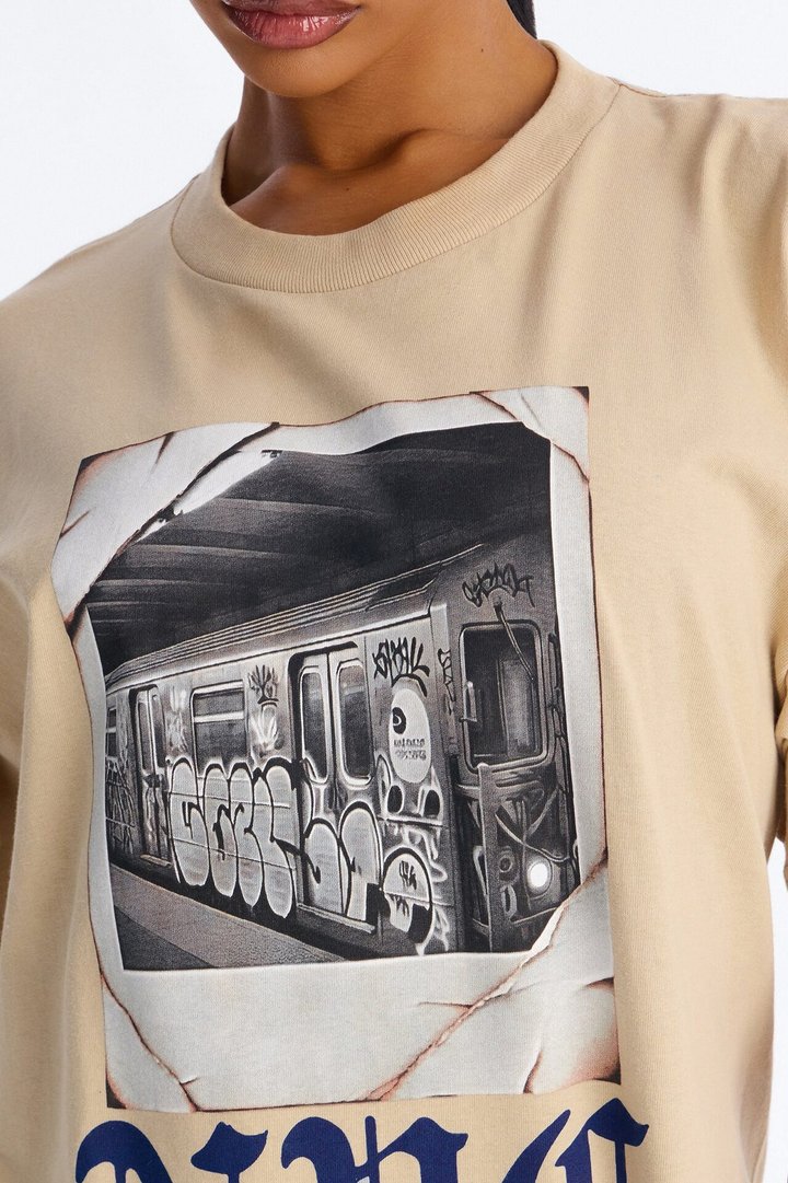 NYC Forever Muse Boxy Tee - Beige