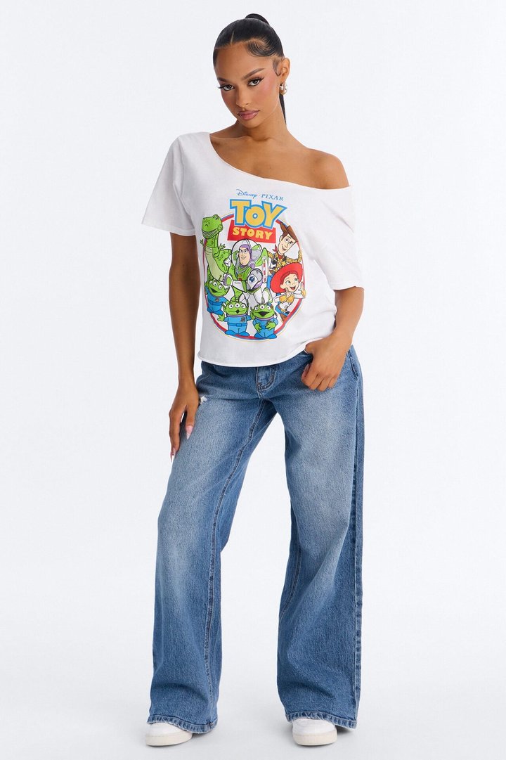 Toy Story Movie Off Shoulder Tee - White