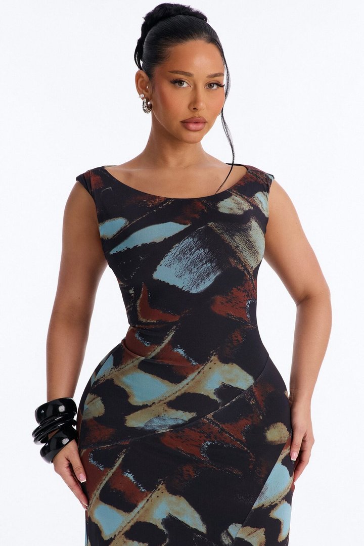 Carmen Off Shoulder Mesh Maxi Dress - Black/combo