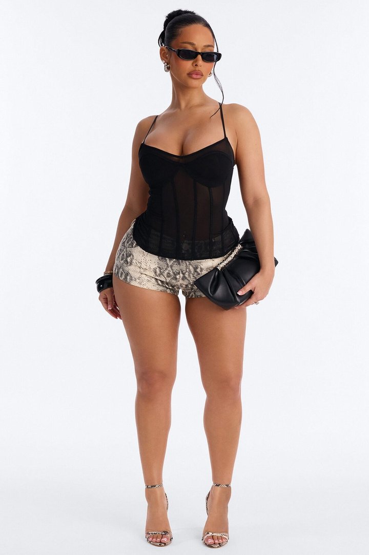 Kenny Sheer Power Mesh Sleeveless Top - Black