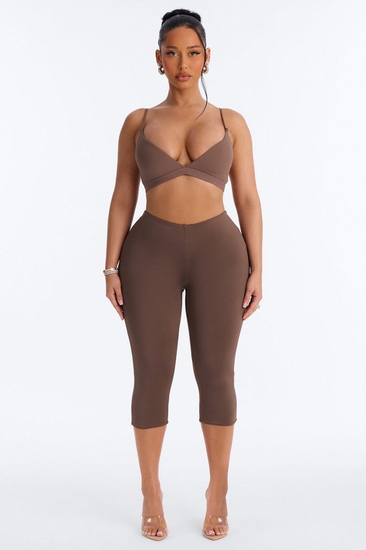 Second Skin Double Lined V Neck Bralette - Brown