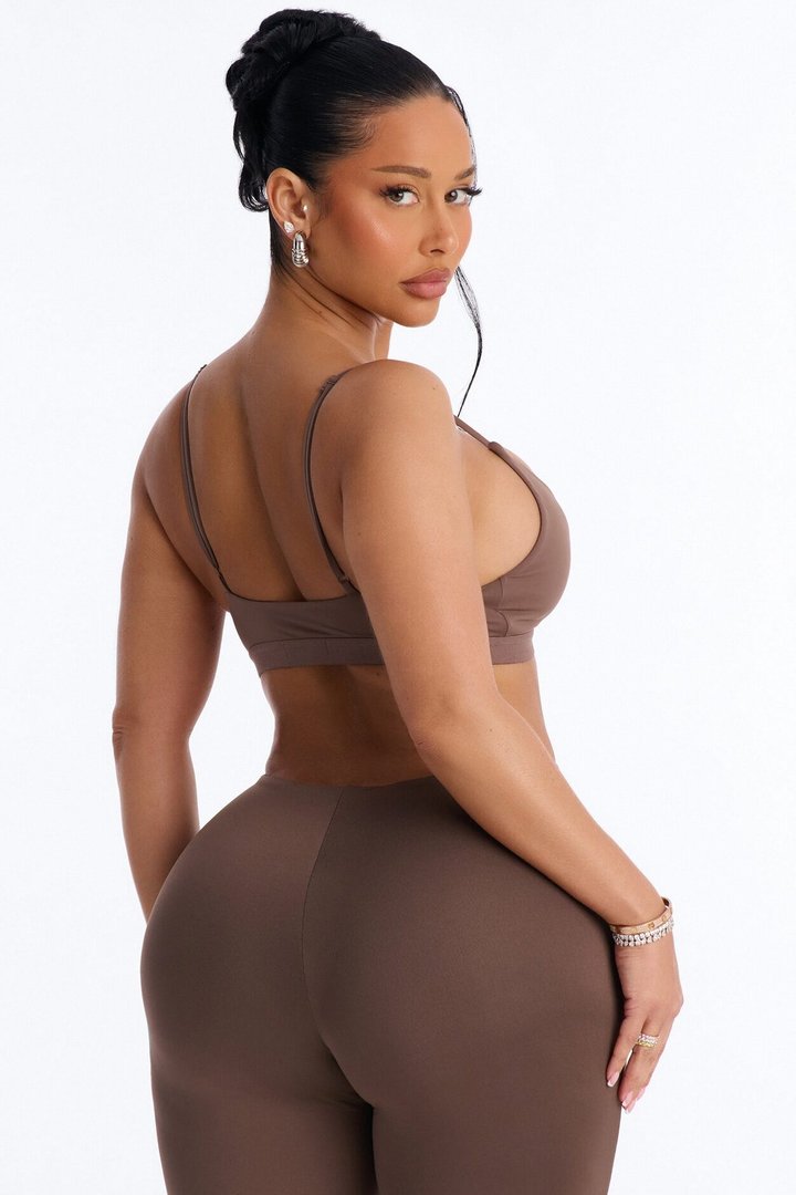 Second Skin Double Lined V Neck Bralette - Brown