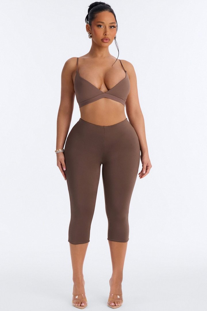 Contour Double Lined Capri Pant - Brown