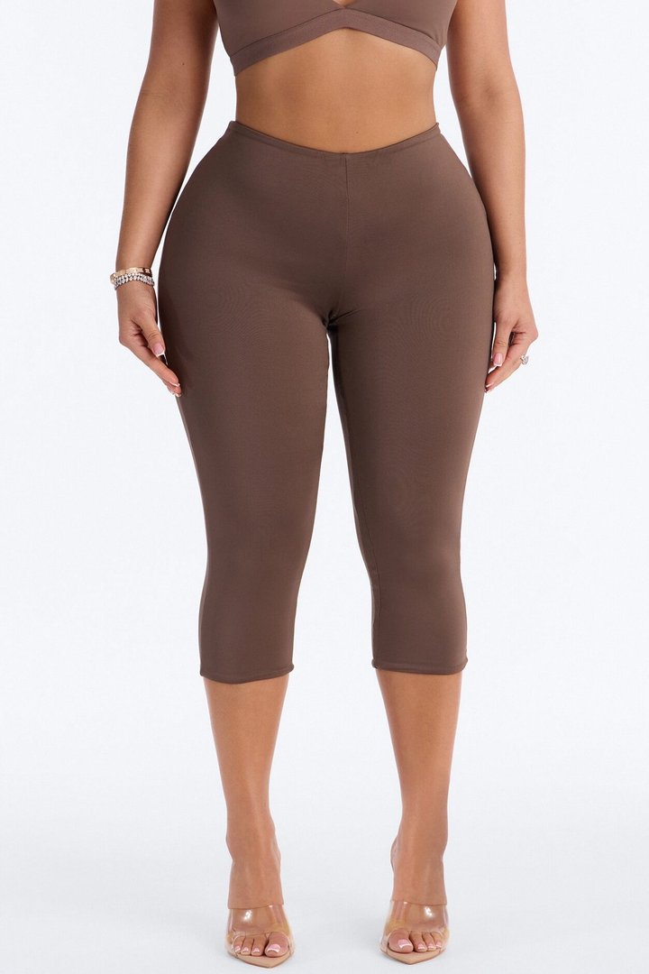 Contour Double Lined Capri Pant - Brown