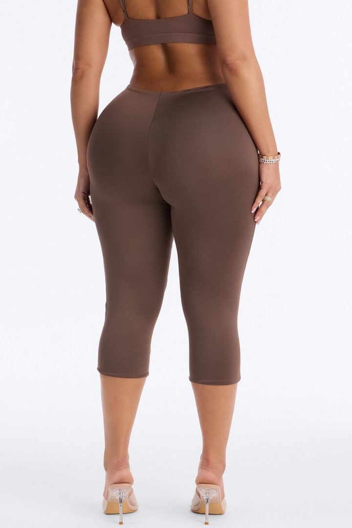 Contour Double Lined Capri Pant - Brown