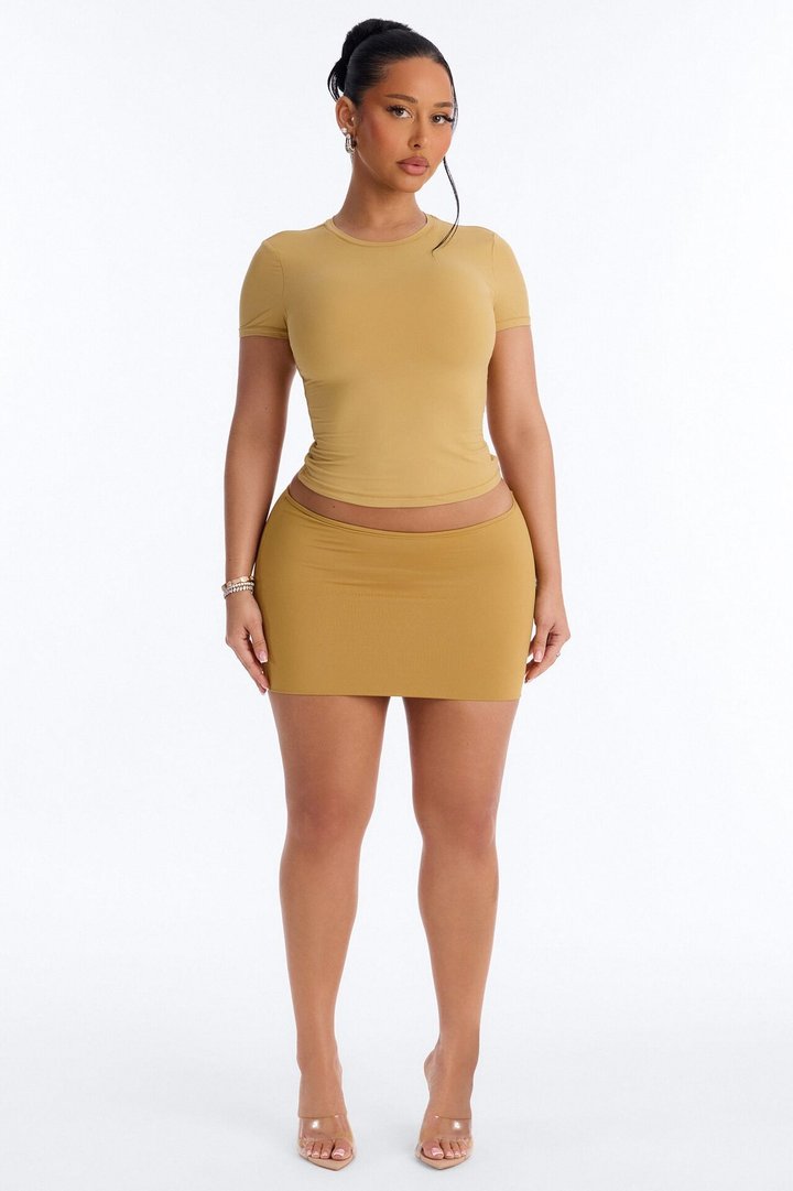 Second Skin Double Lined Short Sleeve Top - Honey