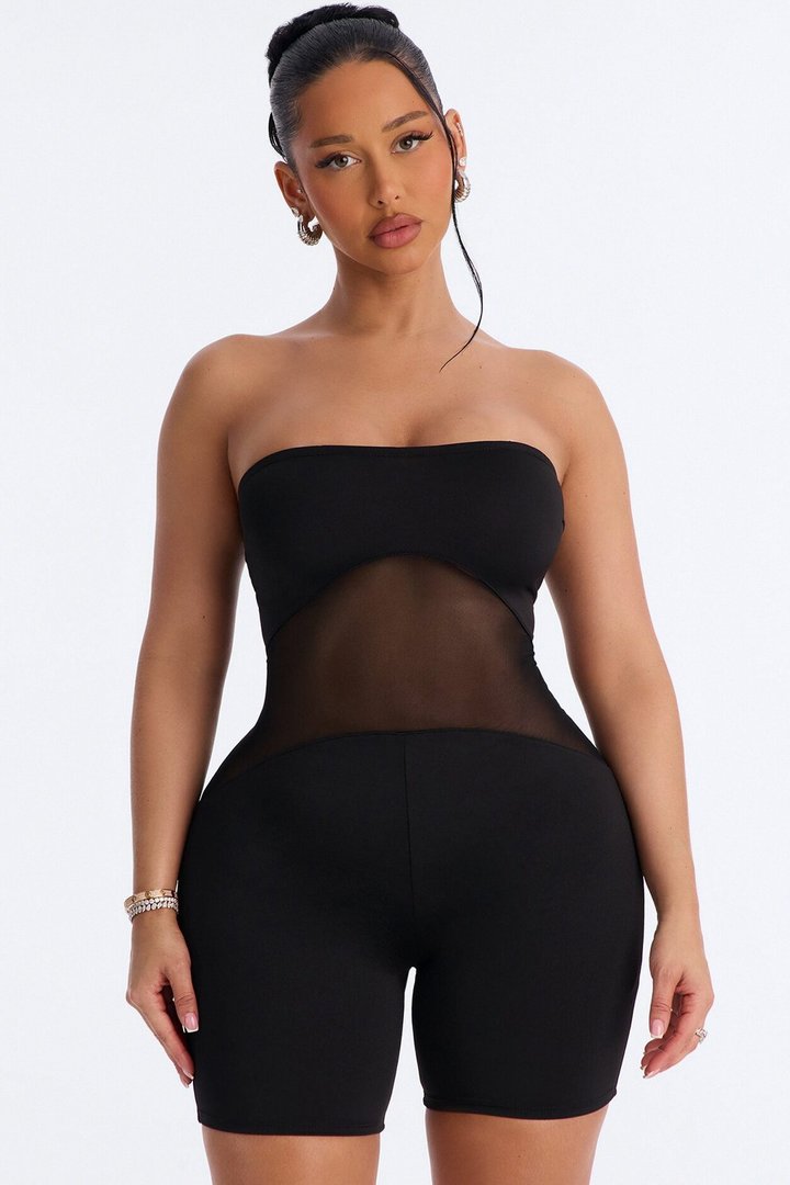 Street Chic Mesh Top and Romper - Black