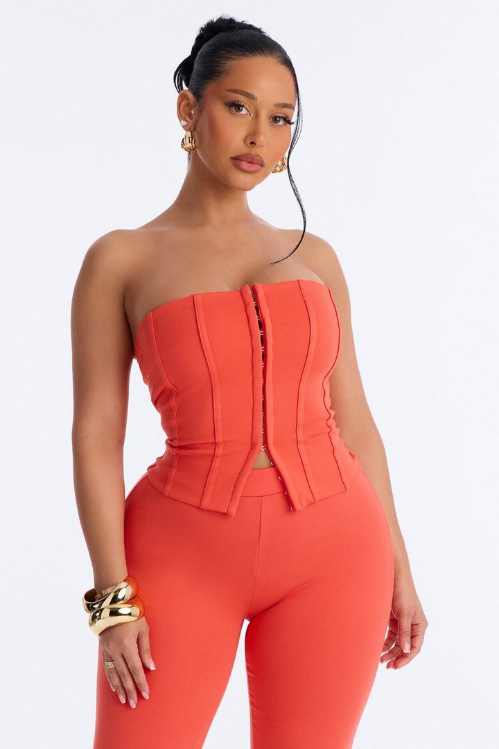 Valencia Corset Pant Set - Coral