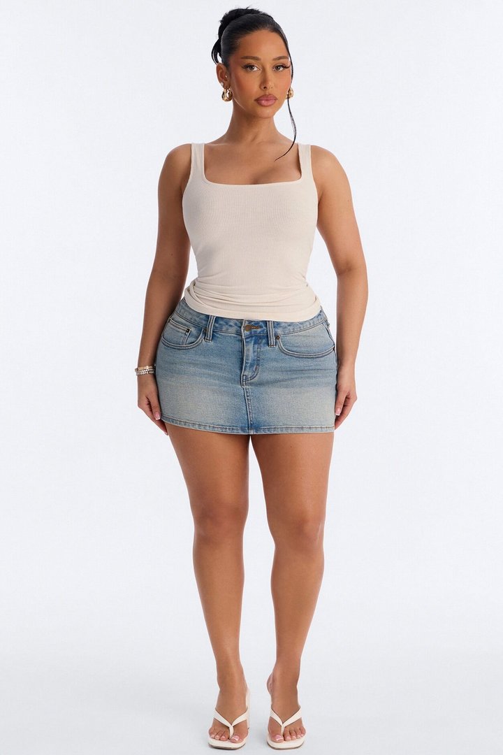 Madison Basic Square Neck Tank Top - Stone