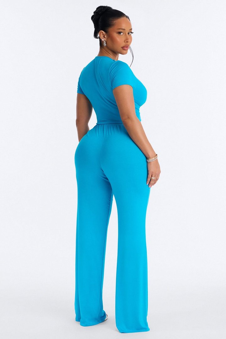 Yessica Twist Front Pant Set - Turquoise