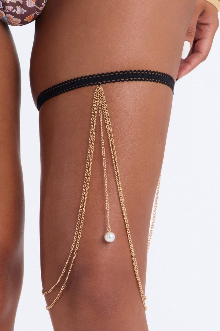 Drops Of Delight Thigh Chain - Gold