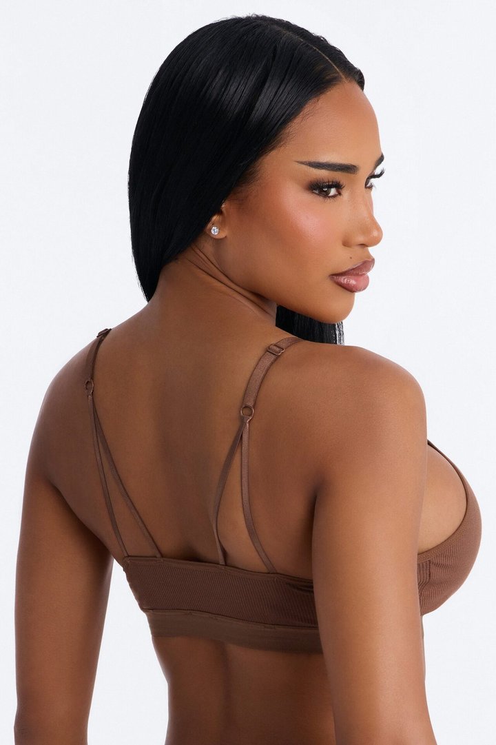 Lightweight Ribbed Lounge Bralette - Brown