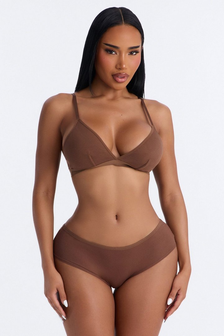 Lightweight Ribbed Lounge Hipster Panty - Brown