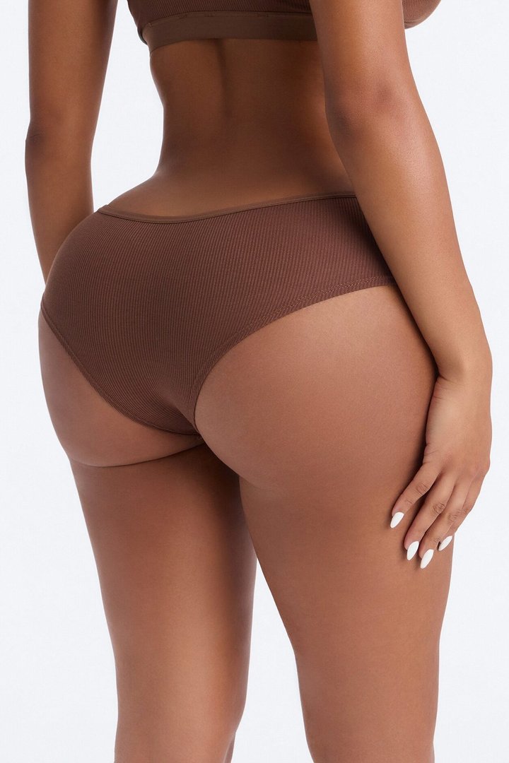 Lightweight Ribbed Lounge Hipster Panty - Brown