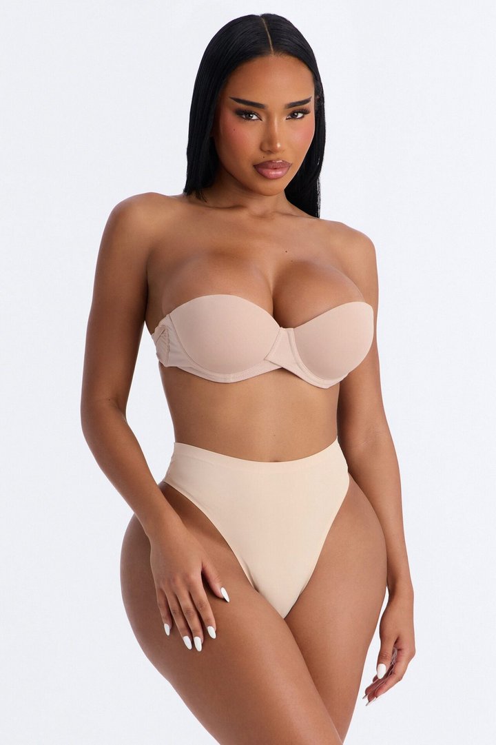Soft Fit Smoothing High Waist Microfiber Thong Panty - Sand