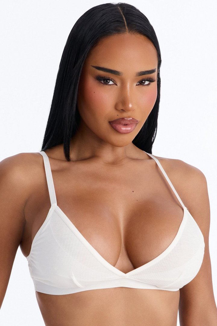 Lightweight Ribbed Lounge Bralette - White