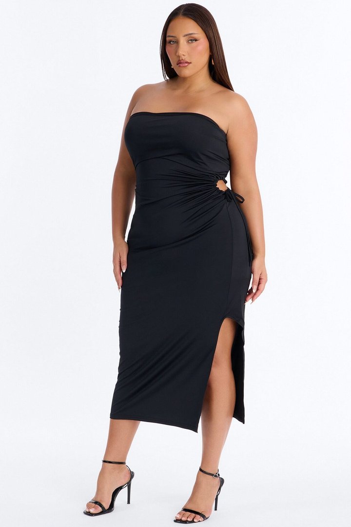 Anastasia Strapless Midi Dress - Black