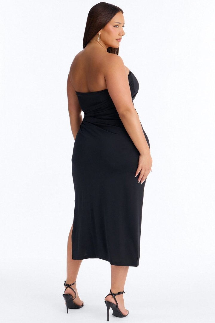 Anastasia Strapless Midi Dress - Black