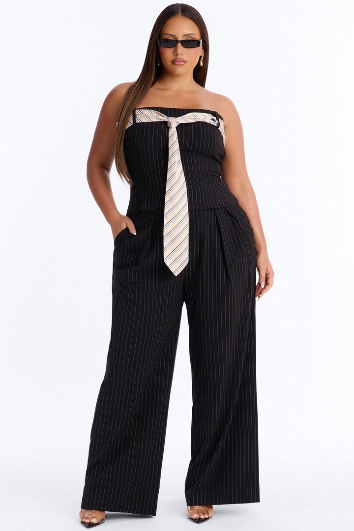 Tied To The Job Pant Set - Black/combo