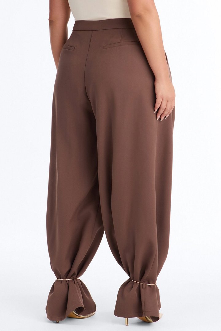 Alex Metal Cuffed Jewellery Straight Leg Trouser - Brown
