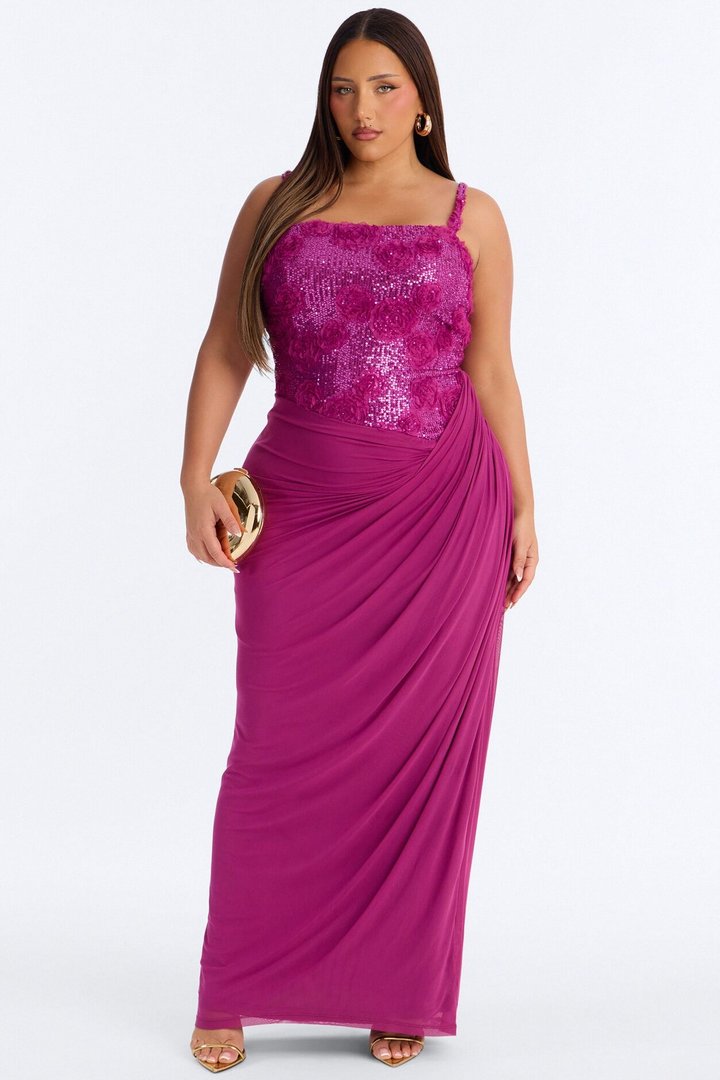 Kiss And Tell Embellished Gown - Magenta