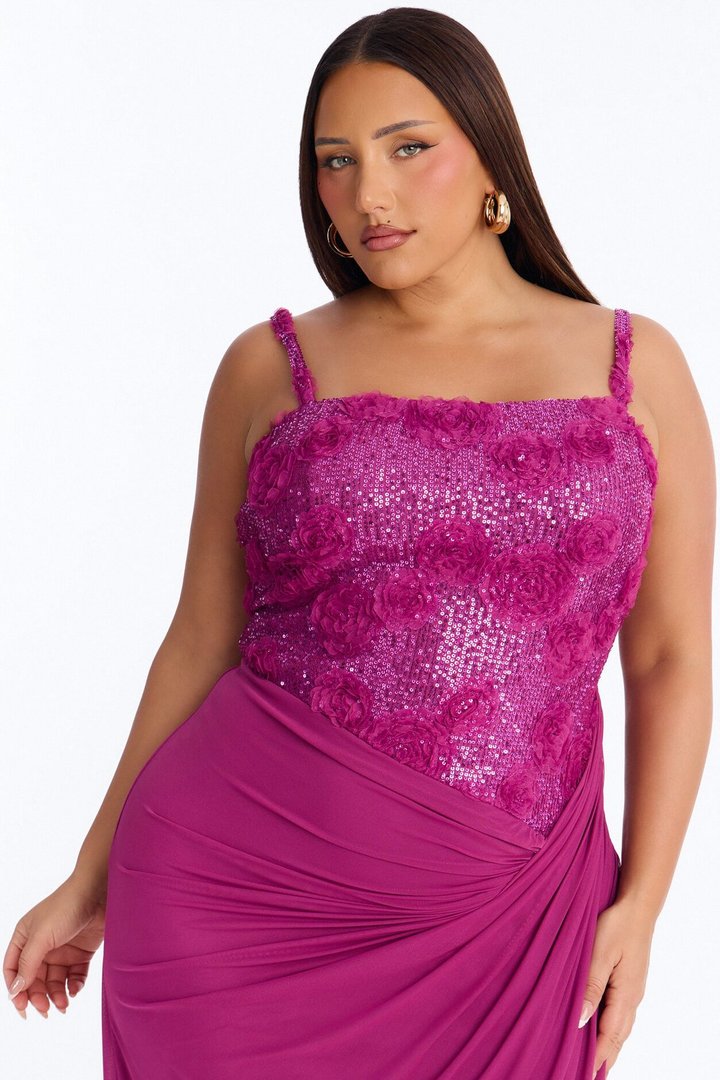 Kiss And Tell Embellished Gown - Magenta