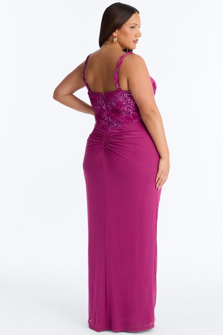 Kiss And Tell Embellished Gown - Magenta