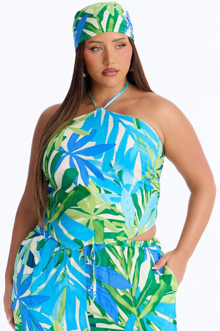 Cali Floral 3 Piece Pant Set - Blue/combo