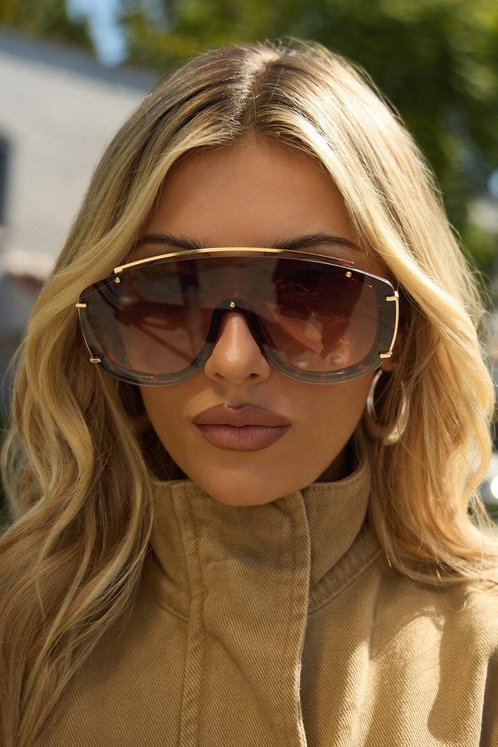 Keep Them Cute Shield Sunglasses - Tortoise