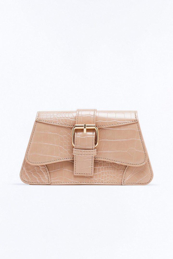 Lights Camera Faux Leather Shoulder Handbag - Nude