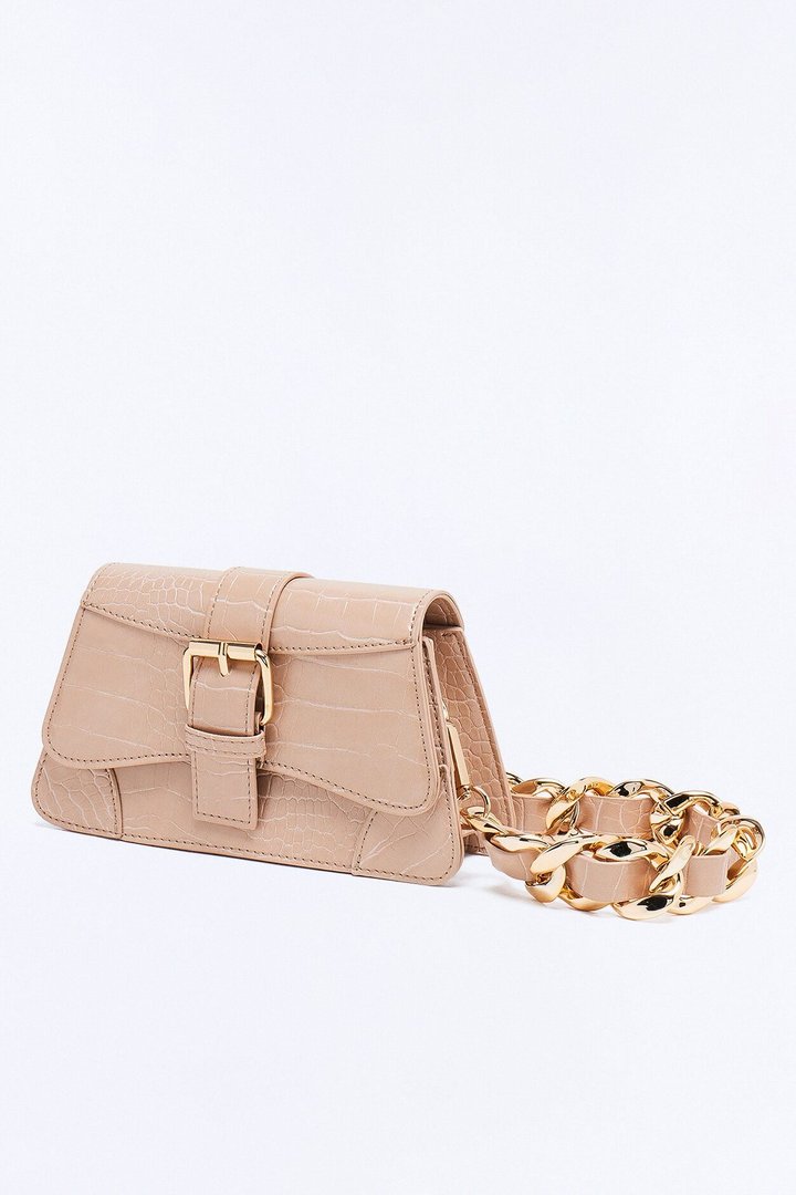 Lights Camera Faux Leather Shoulder Handbag - Nude