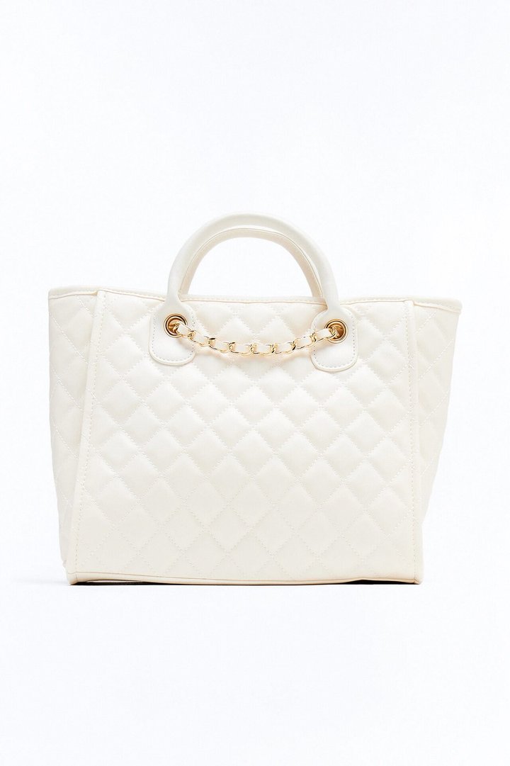 Big Goals Faux Leather Tote Bag - Ivory