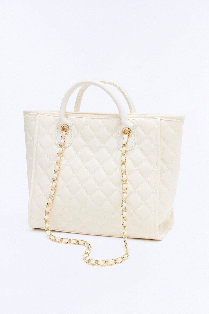 Big Goals Faux Leather Tote Bag - Ivory