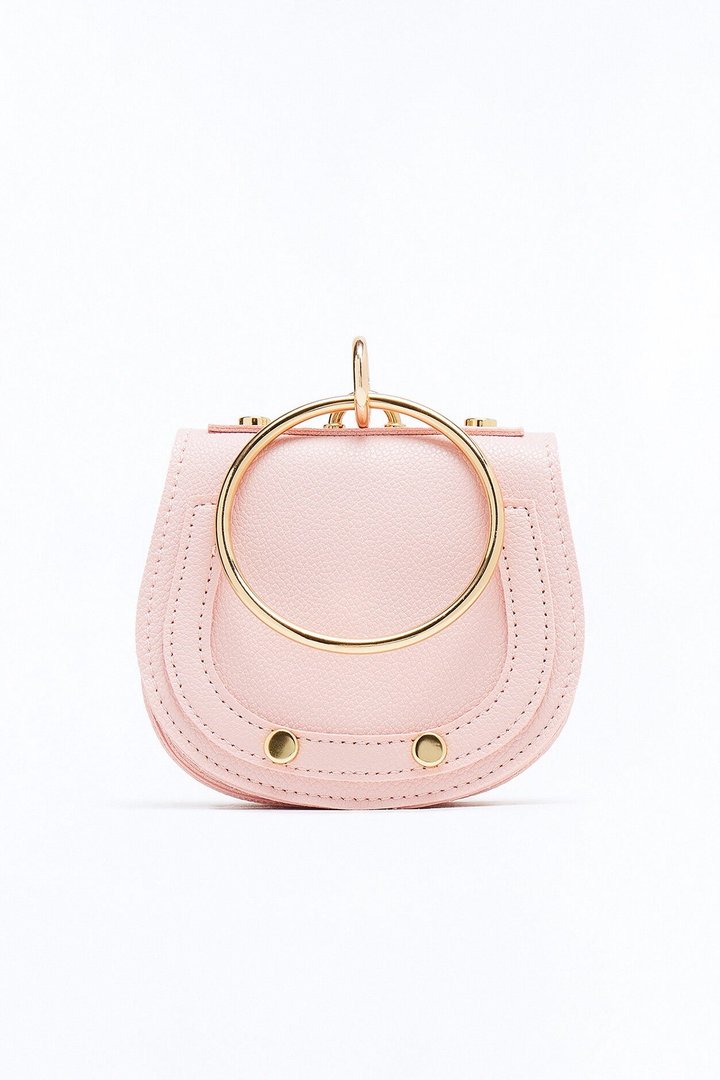What Goes Around Mini Faux Leather Satchel Handbag - Pink