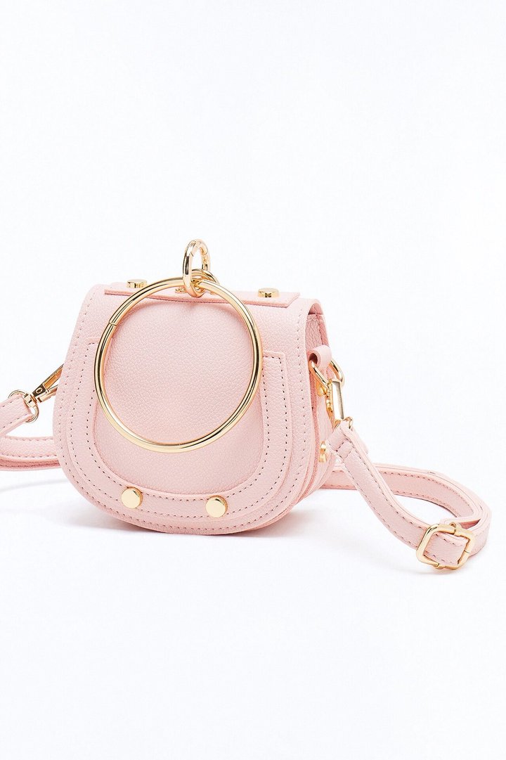 What Goes Around Mini Faux Leather Satchel Handbag - Pink