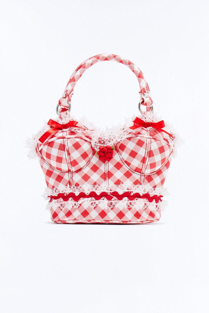 Red Riding Along Satchel Handbag - Red/White
