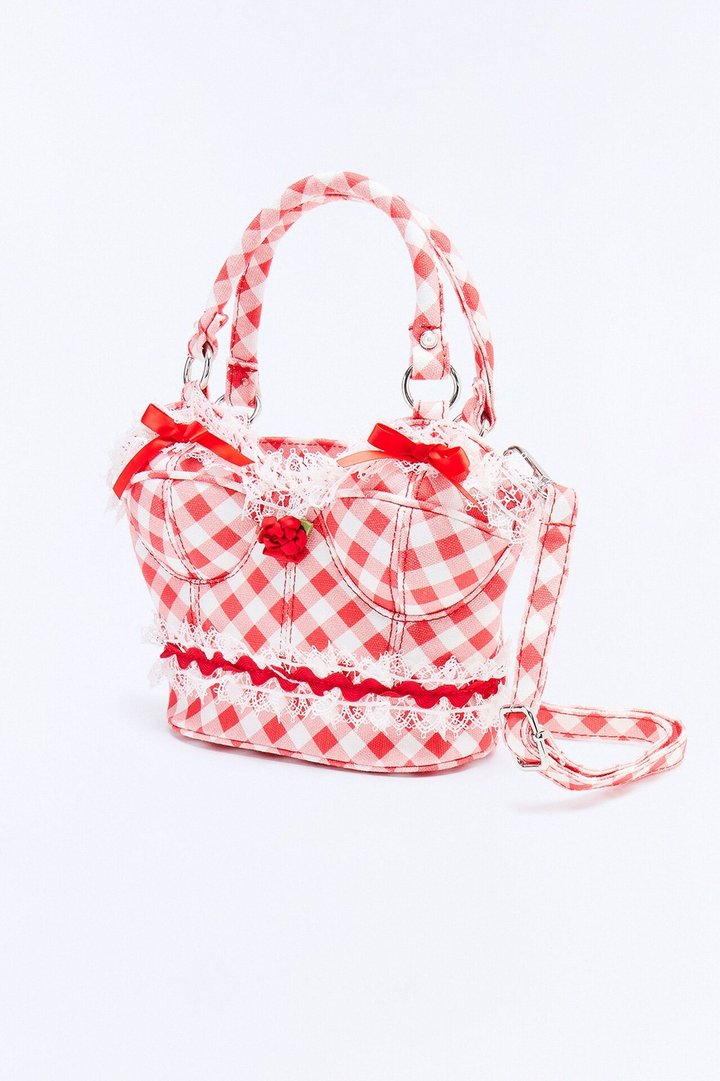Red Riding Along Satchel Handbag - Red/White