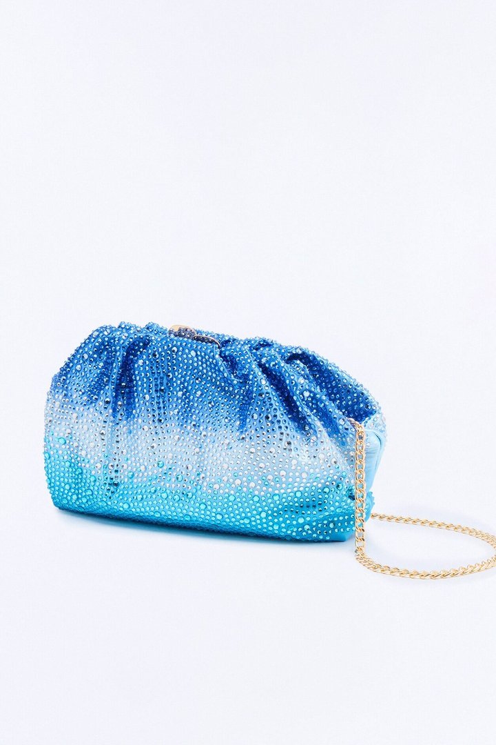 Deep Sea Rhinestone Clutch - Blue