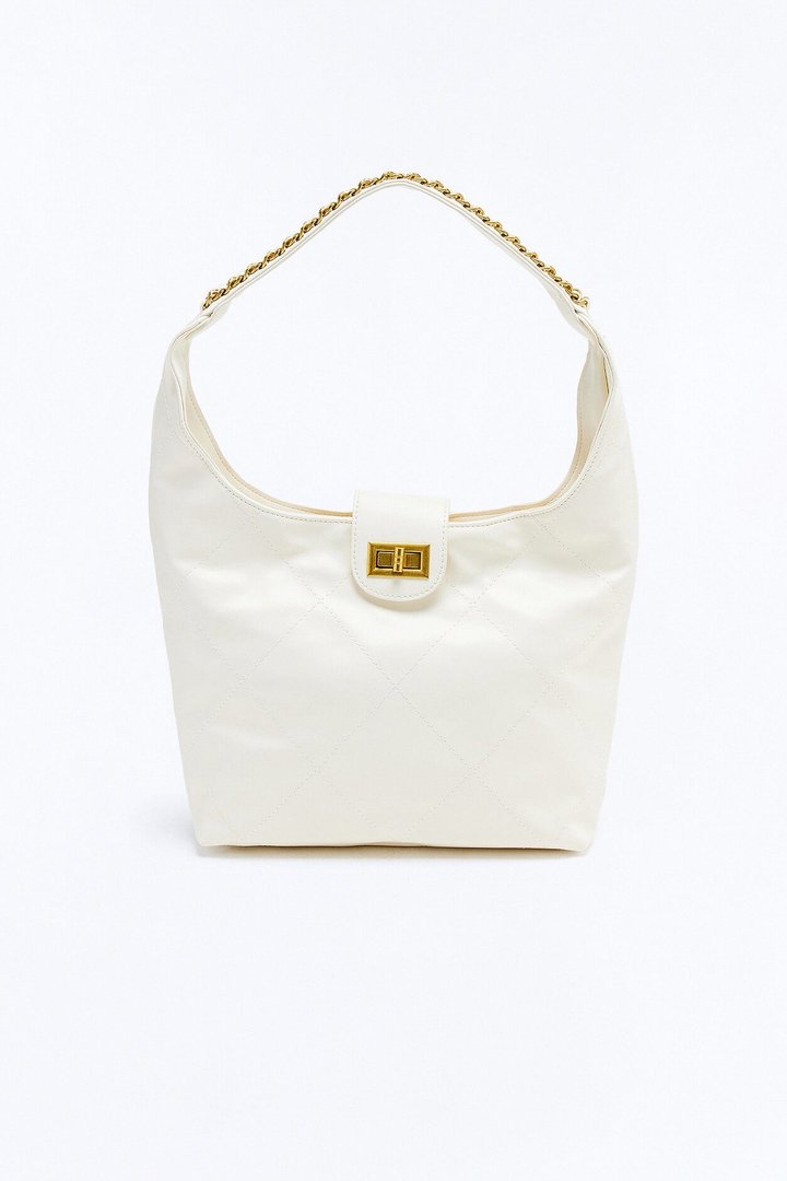 Risky Business Faux Leather Shoulder Bag - Ivory