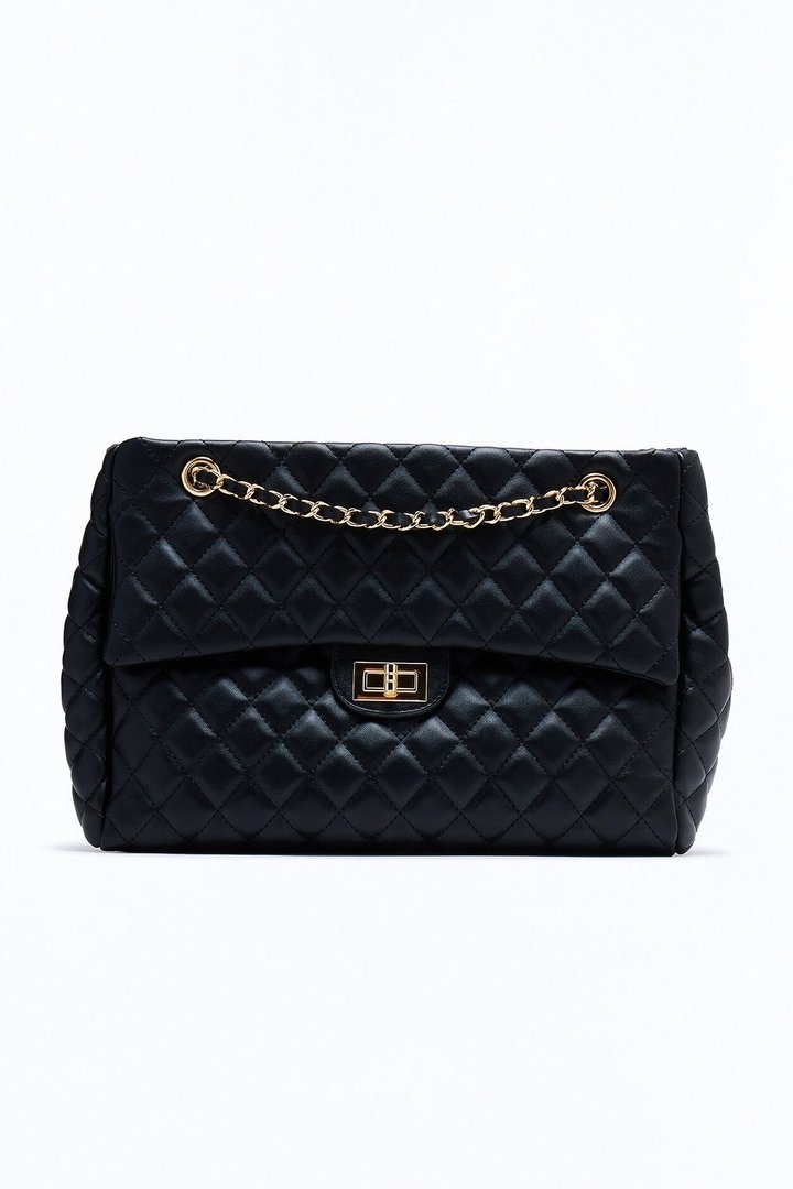 Larger Than Life Faux Leather Tote Bag - Black