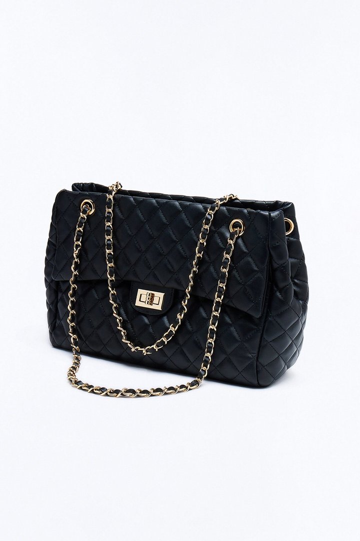 Larger Than Life Faux Leather Tote Bag - Black
