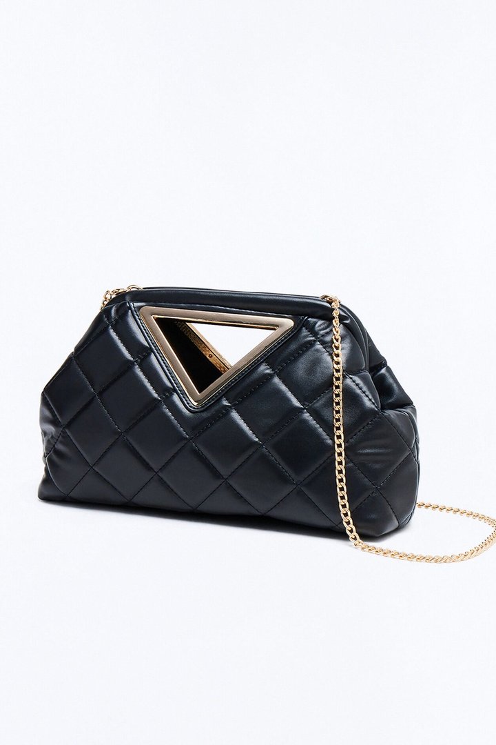 Kiss And Tell Faux Leather Clutch - Black