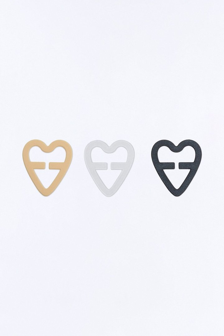 Blinding Love 3 Pack Of Heart Bra Clips - Black/combo