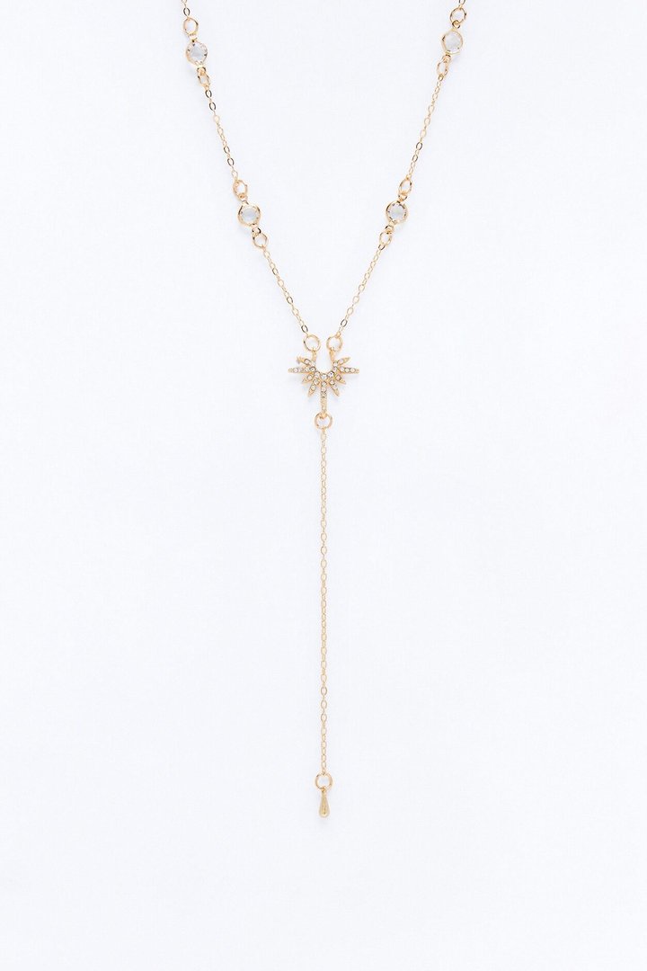 Sunburst Lariat Necklace - Gold