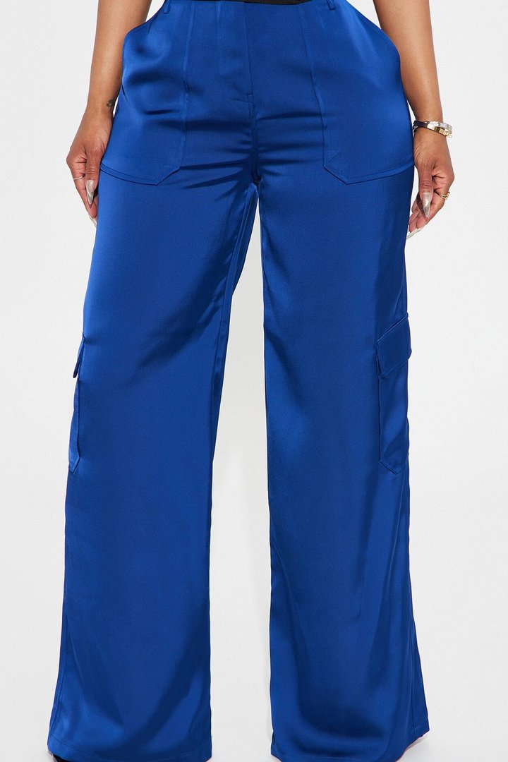 Pretty Girl Satin Cargo Pant - Navy