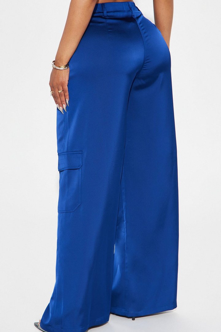 Pretty Girl Satin Cargo Pant - Navy