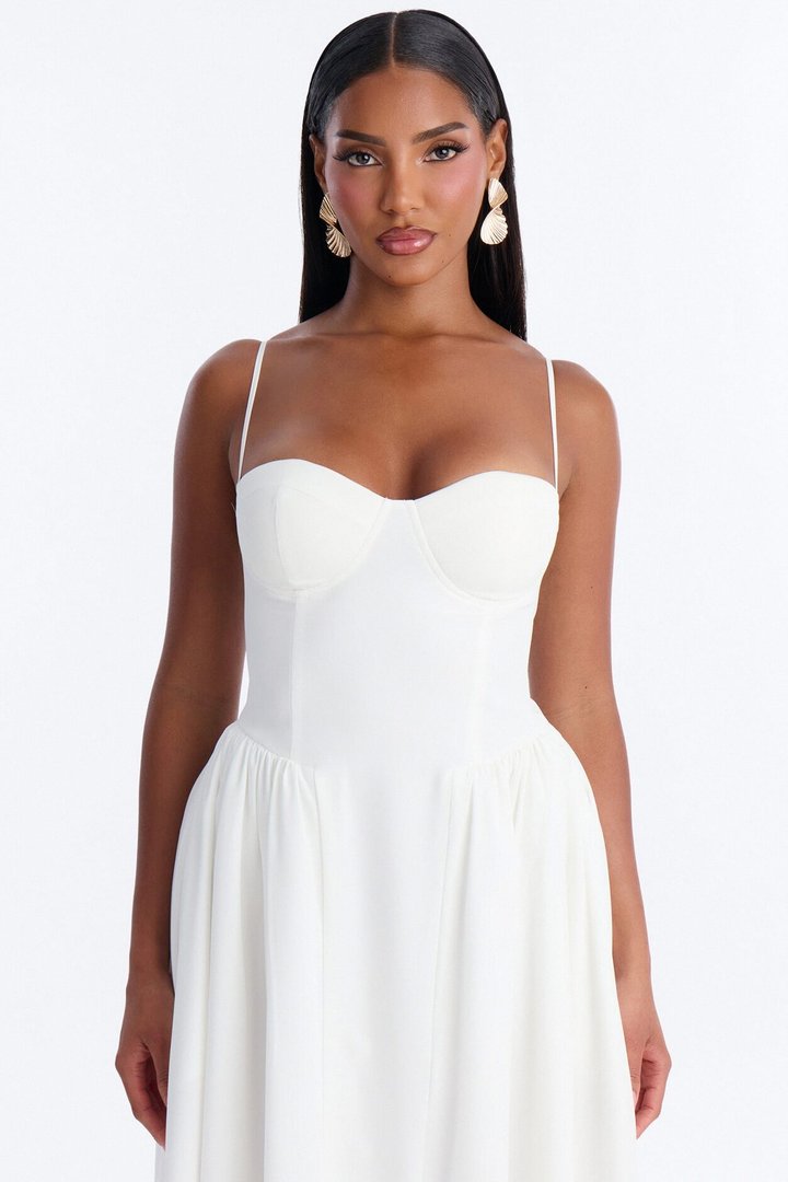 Sweet Love Corset Midi Dress - White